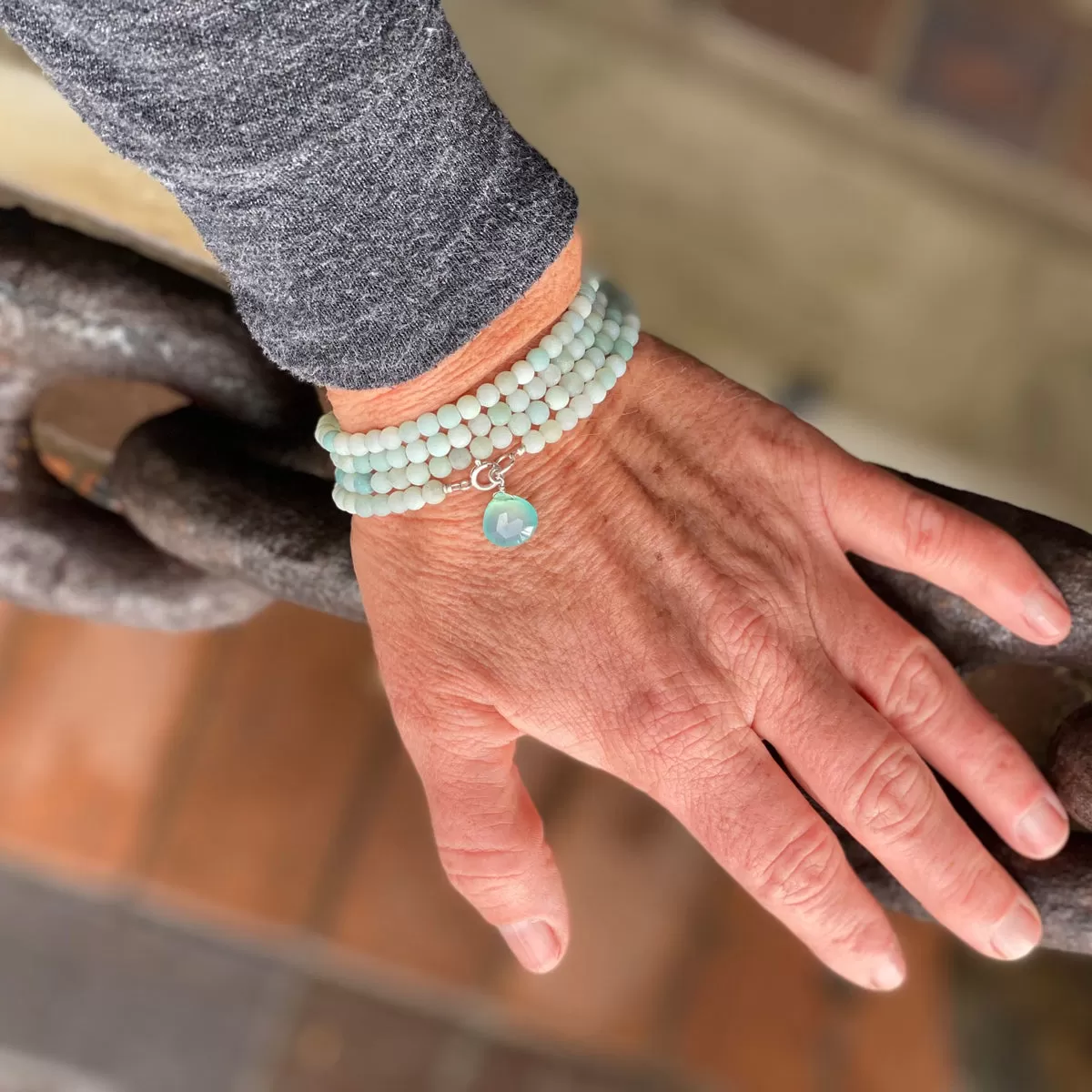 Intuition Infusion: Amazonite and Crystal Jewelry Set with Wrap Bracelet