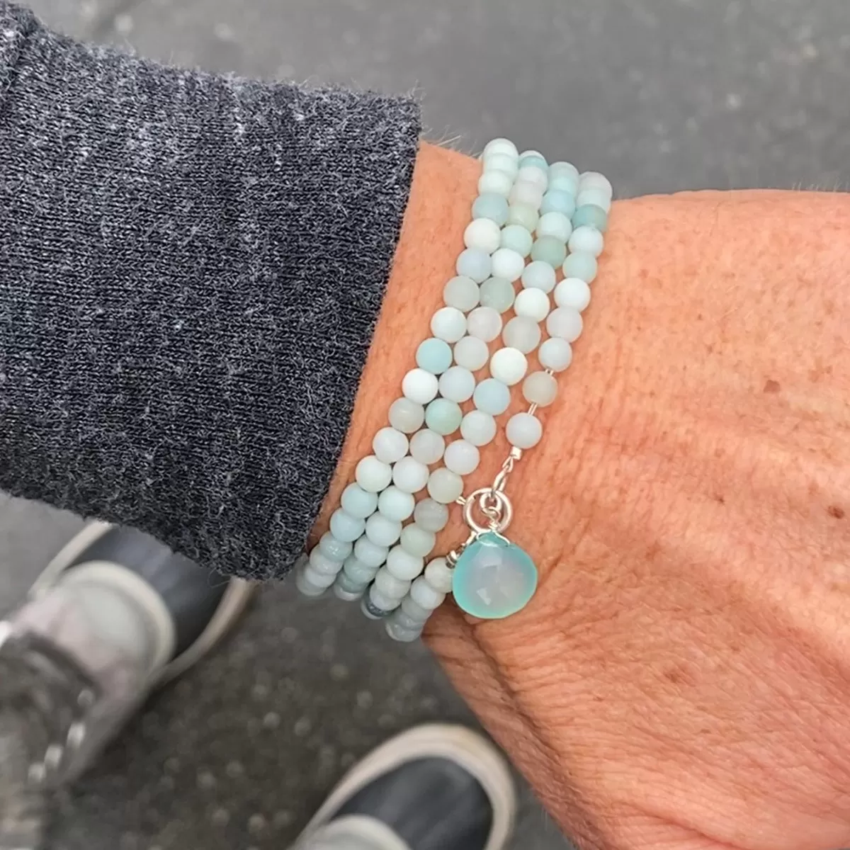 Intuition Infusion: Amazonite and Crystal Jewelry Set with Wrap Bracelet