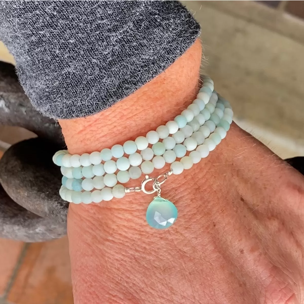 Intuition Infusion: Amazonite and Crystal Jewelry Set with Wrap Bracelet