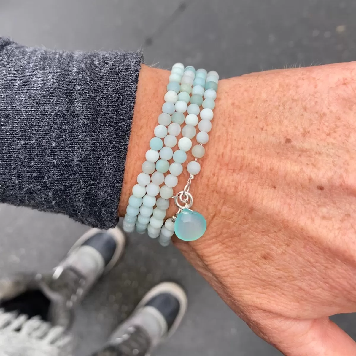 Intuition Infusion: Amazonite and Crystal Jewelry Set with Wrap Bracelet