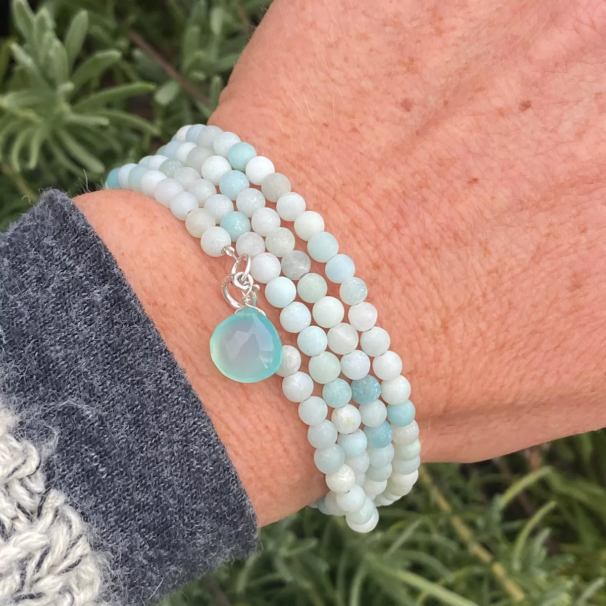 Intuition Infusion: Amazonite and Crystal Jewelry Set with Wrap Bracelet