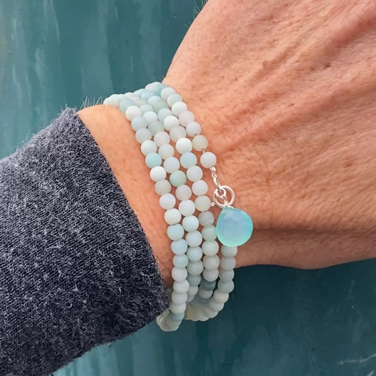 Intuition Infusion: Amazonite and Crystal Jewelry Set with Wrap Bracelet