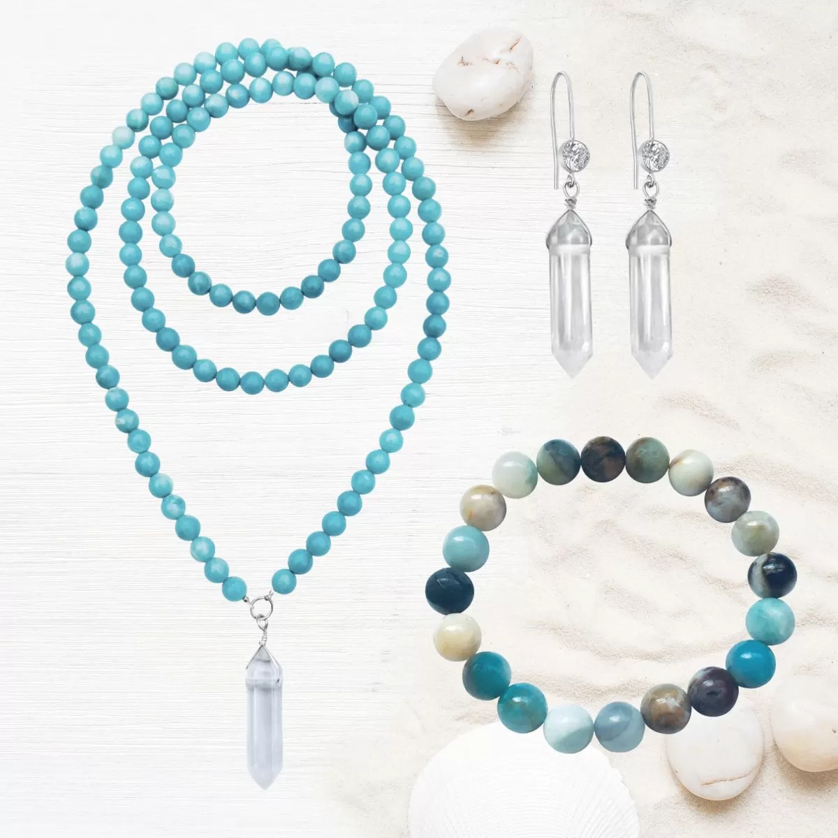 Intuition Infusion: Amazonite and Crystal Jewelry Set