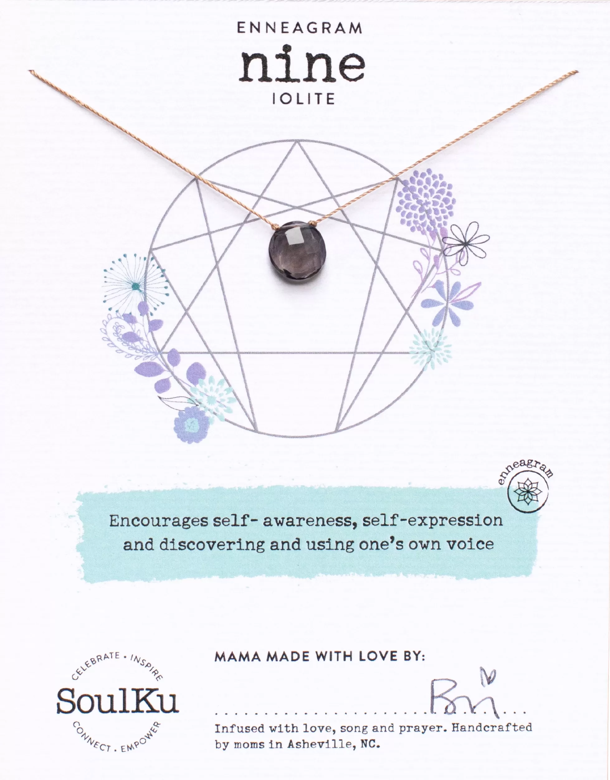 Iolite Enneagram Necklace for Type Nine