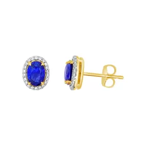 Irisa by Martin Binder Oval Blue Sapphire & Diamond Halo Earrings