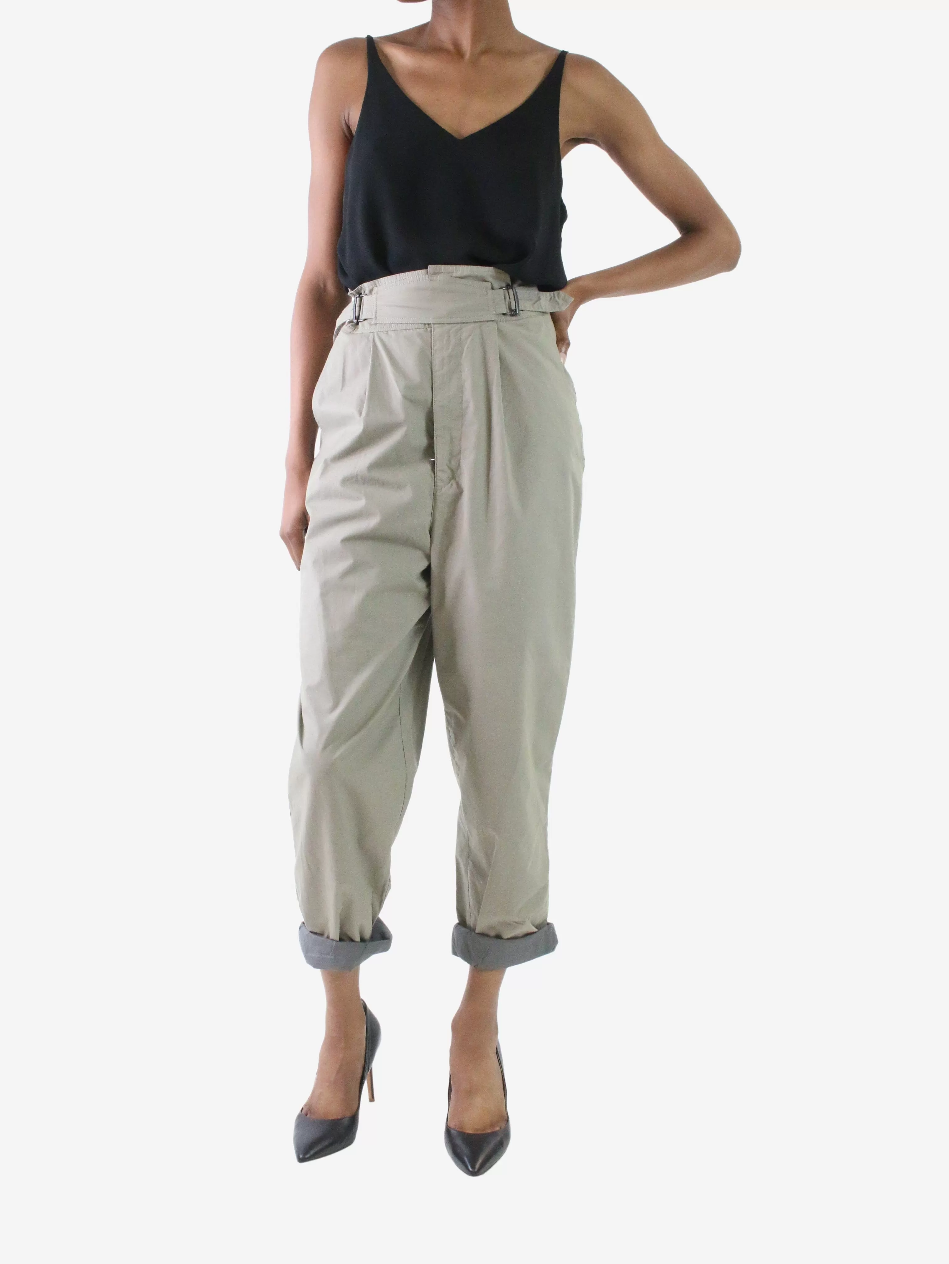 Isabel Marant Green belted balloon trousers - size UK 6