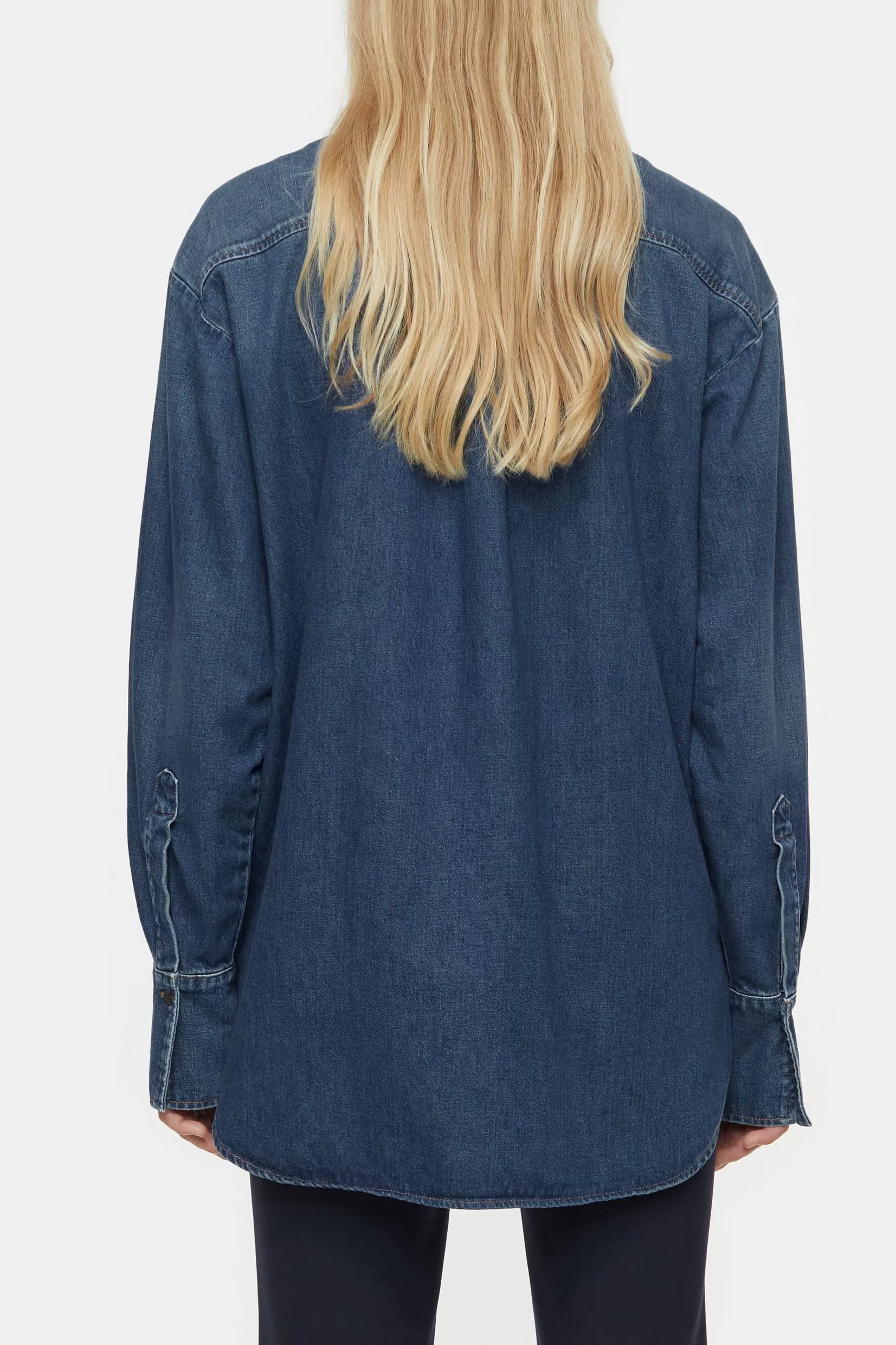 Jeansbluse Boxy in Dark Blue