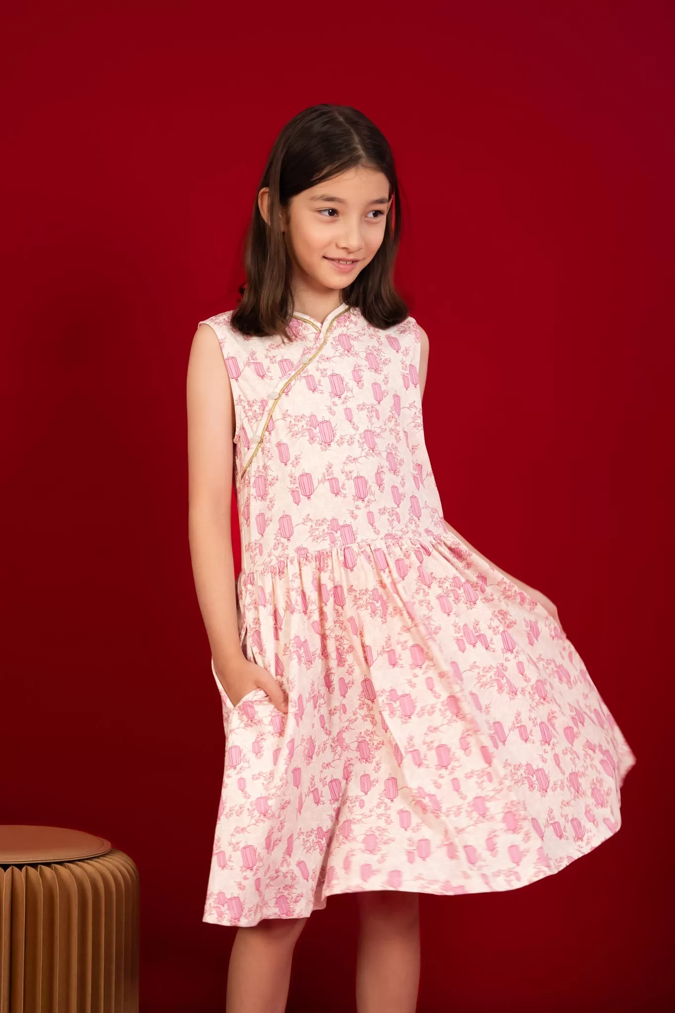 Jersey Luna Cheongsam - Pink Lanterns