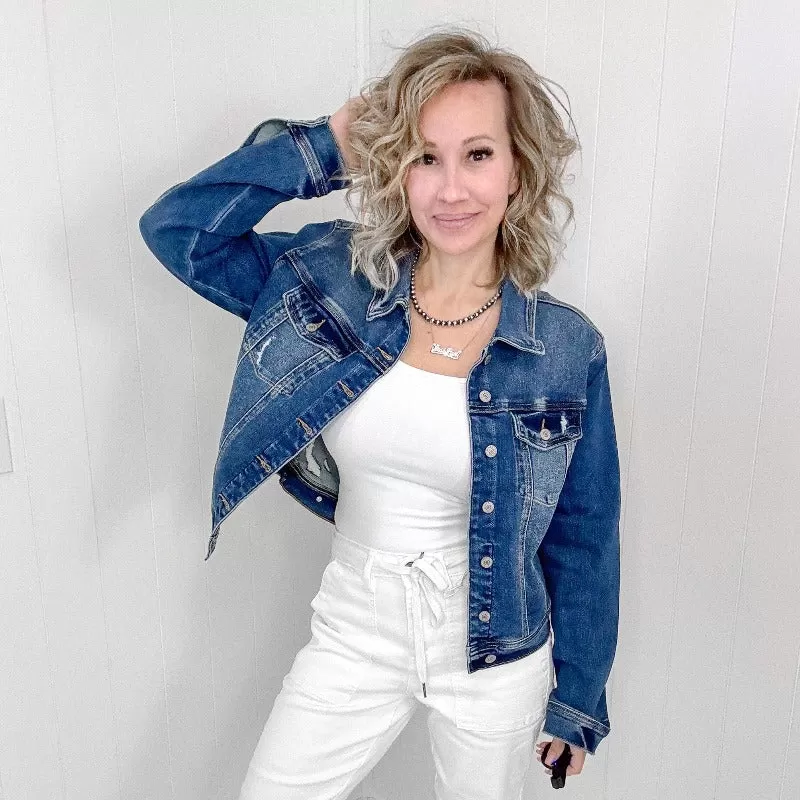 Judy Blue Distressed Classic Denim Jacket