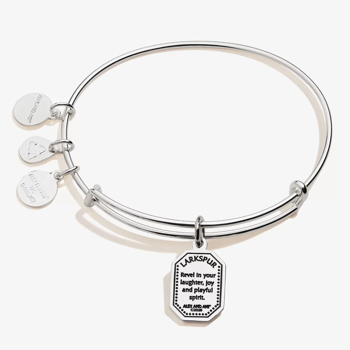 July Larkspur Flower Charm Bangle