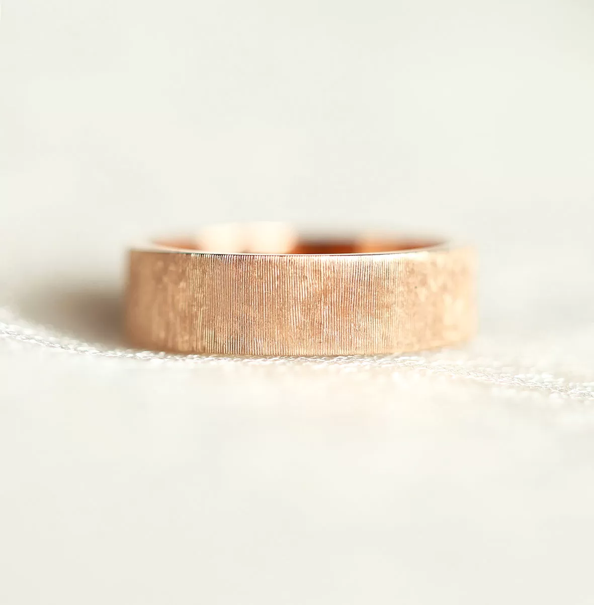 June Brushed 4Mm Gold Wedding Band, Florentine Rigato Finish