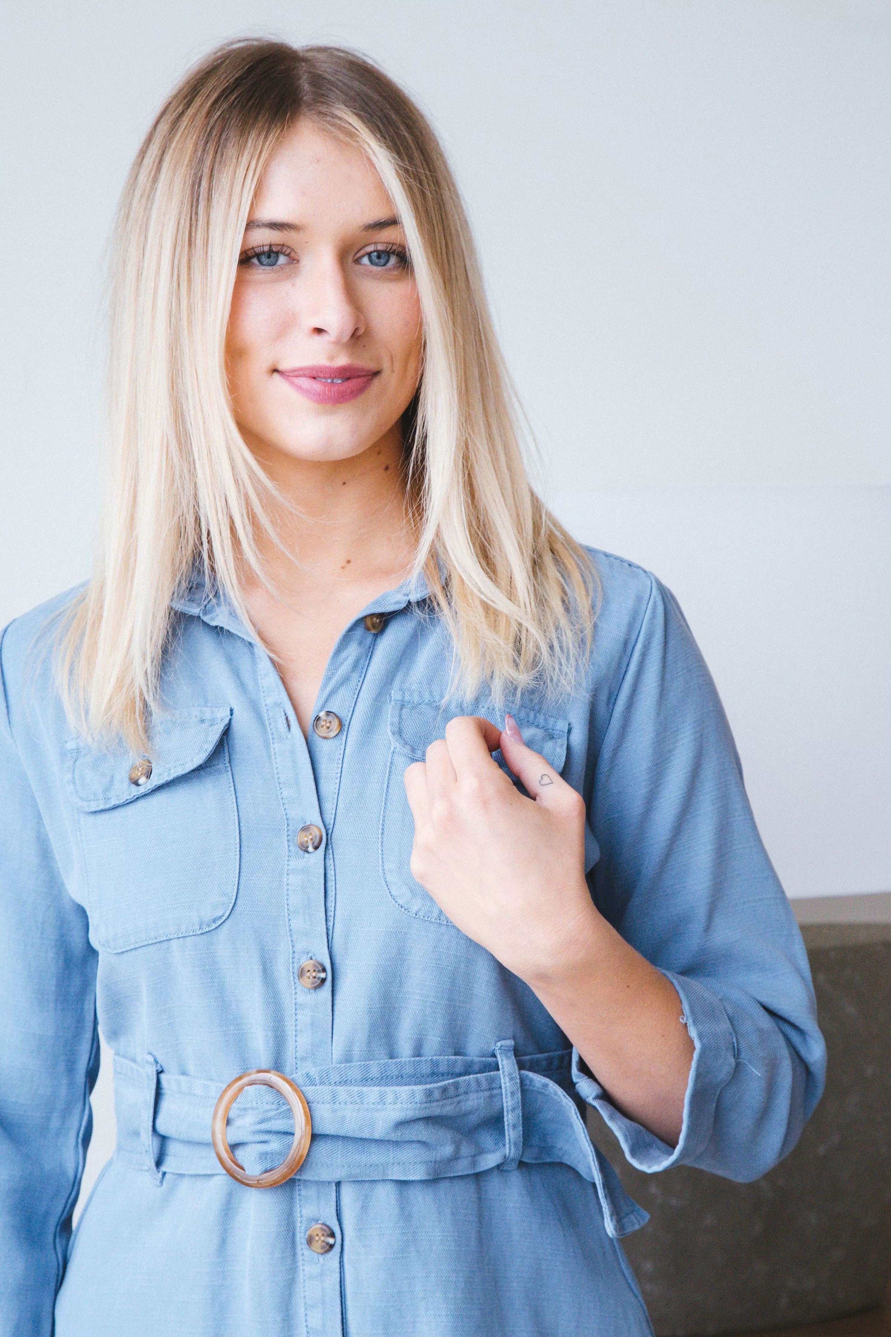 Katia Belted Button Up Midi Dress, Vintage Blue | Velvet Heart