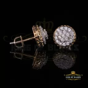 King of Bling's 3.45ct Cubic Zirconia 925 Yellow Silver Women's & Men's Hip Hop Round Earrings