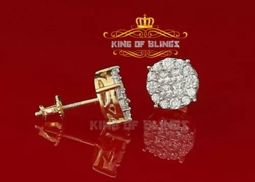 King of Bling's 925 Yellow Silver 0.96ct Cubic Zirconia Women's & Men's Hip Hop Flower Earrings