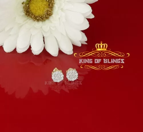 King of Bling's 925 Yellow Silver 0.96ct Cubic Zirconia Women's & Men's Hip Hop Flower Earrings