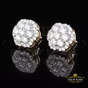 King of Bling's 925 Yellow Silver 1.74ct Cubic Zirconia Flower Earrings For Ladies / Gent's