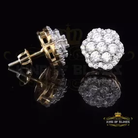 King of Bling's 925 Yellow Silver 2.7ct Cubic Zirconia Flower Fashion Women's & Men's Earrings