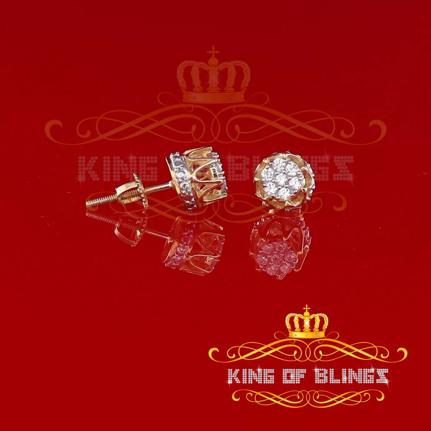 King of Bling's Yellow 925 Silver Sterling 0.36ct Cubic Zirconia Hip Hop Floral Women's Earrings