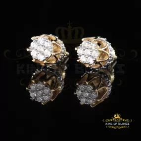 King of Bling's Yellow 925 Silver Sterling 0.36ct Cubic Zirconia Hip Hop Floral Women's Earrings