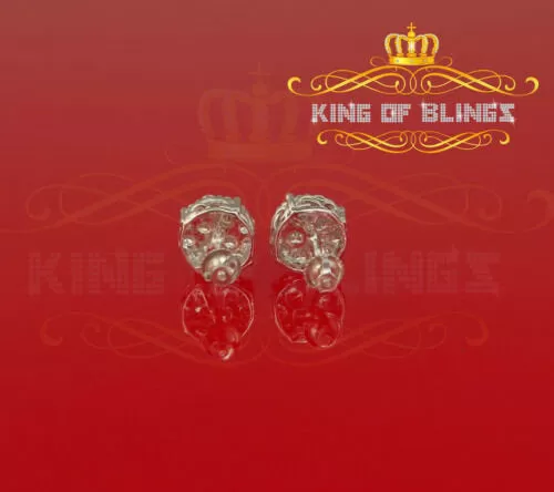 King of Blings- Aretes Para Hombre 925 White Silver 2.48ct Cubic Zirconia Round Women's Earring