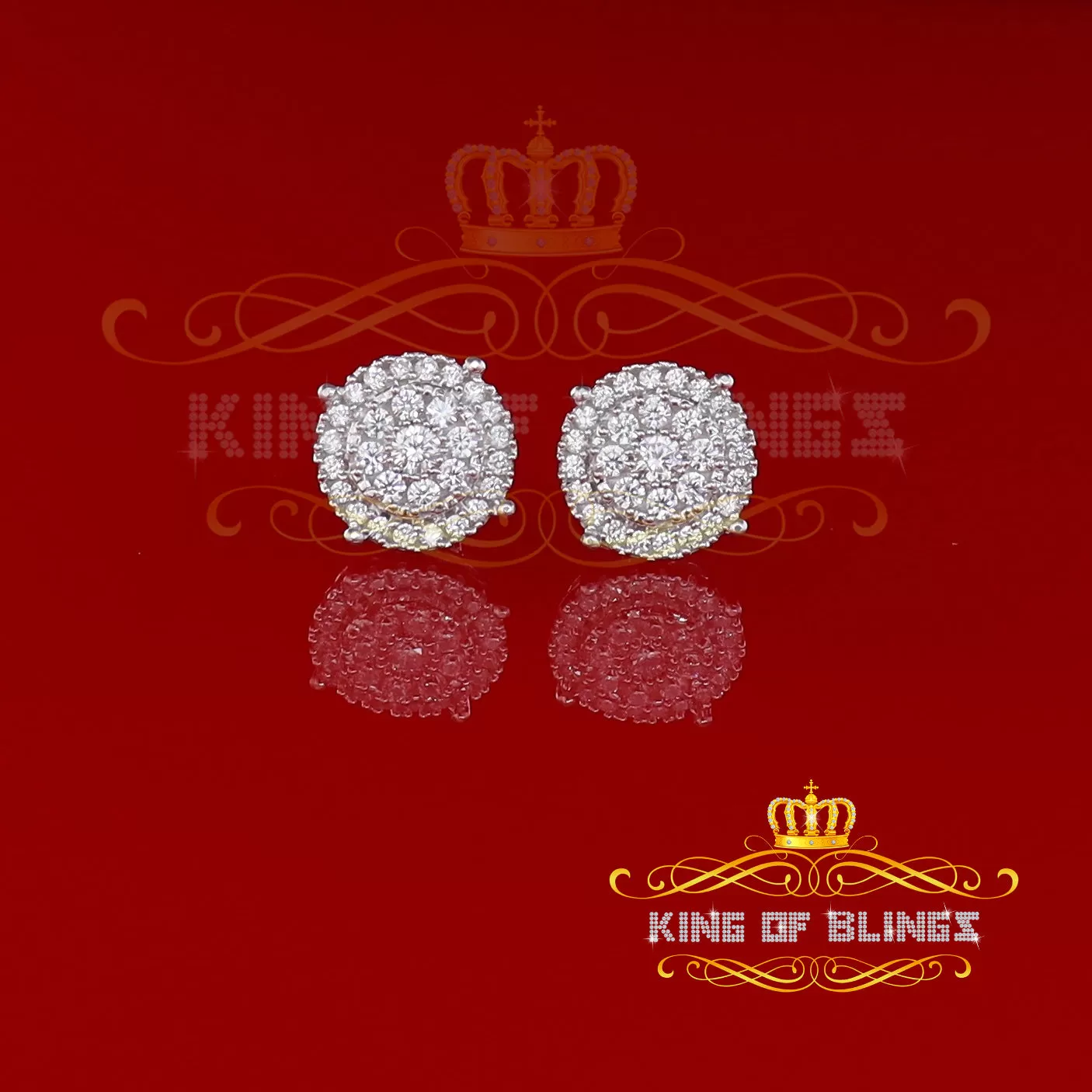 King of Blings- Aretes Para Hombre 925 White Silver 2.82ct Cubic Zirconia Round Women's Earrings