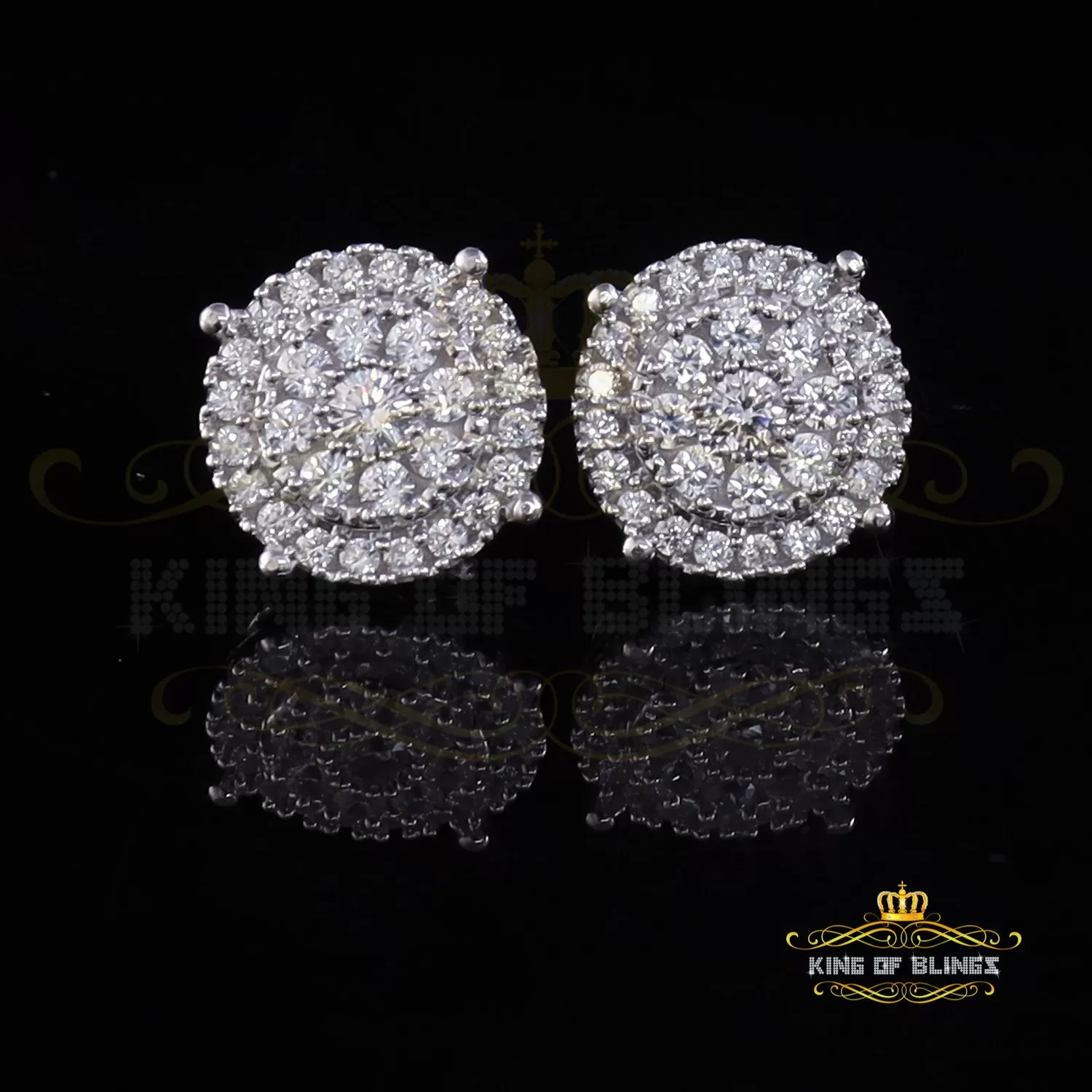 King of Blings- Aretes Para Hombre 925 White Silver 2.82ct Cubic Zirconia Round Women's Earrings