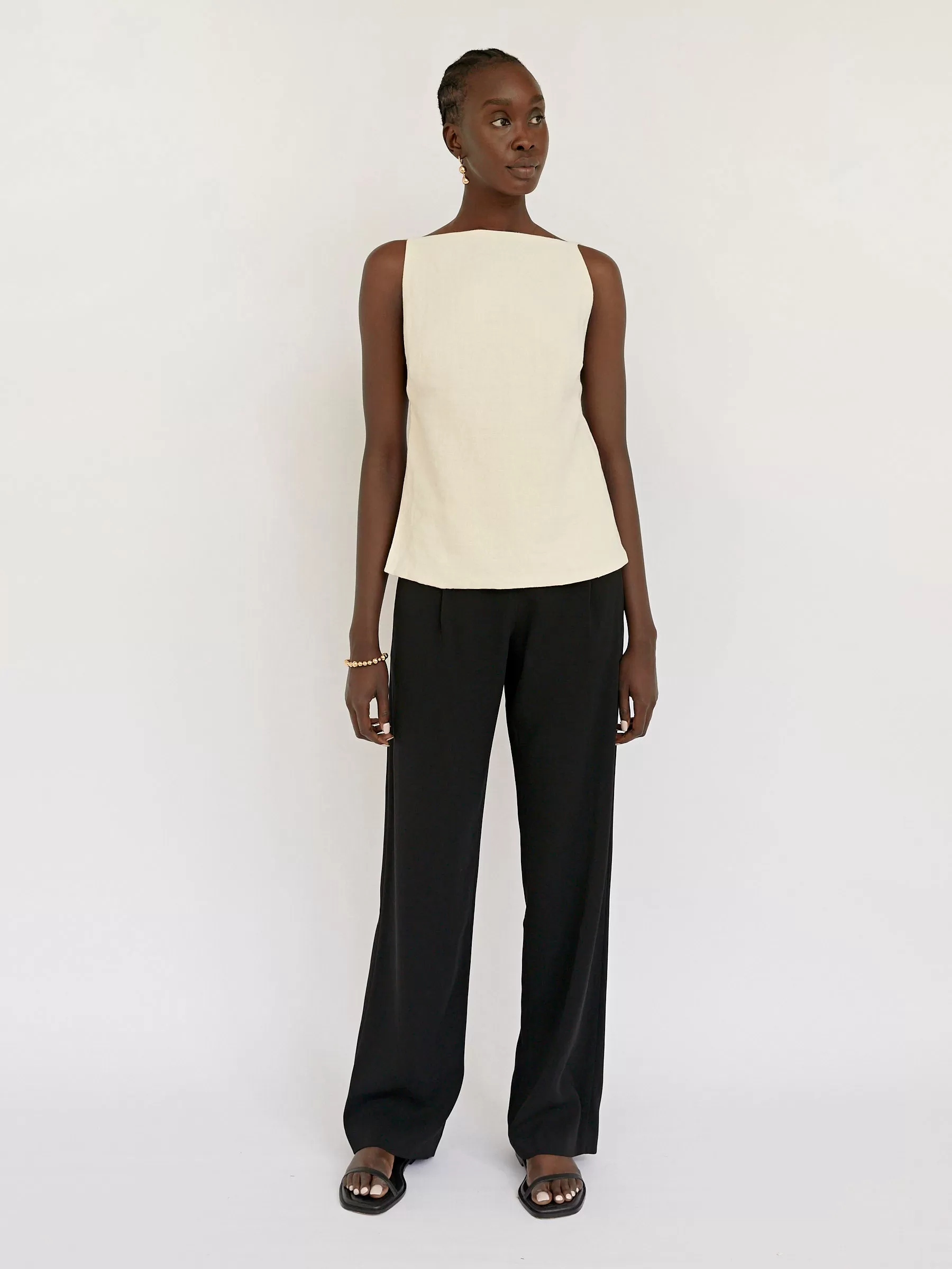 Linen Square Neck Top