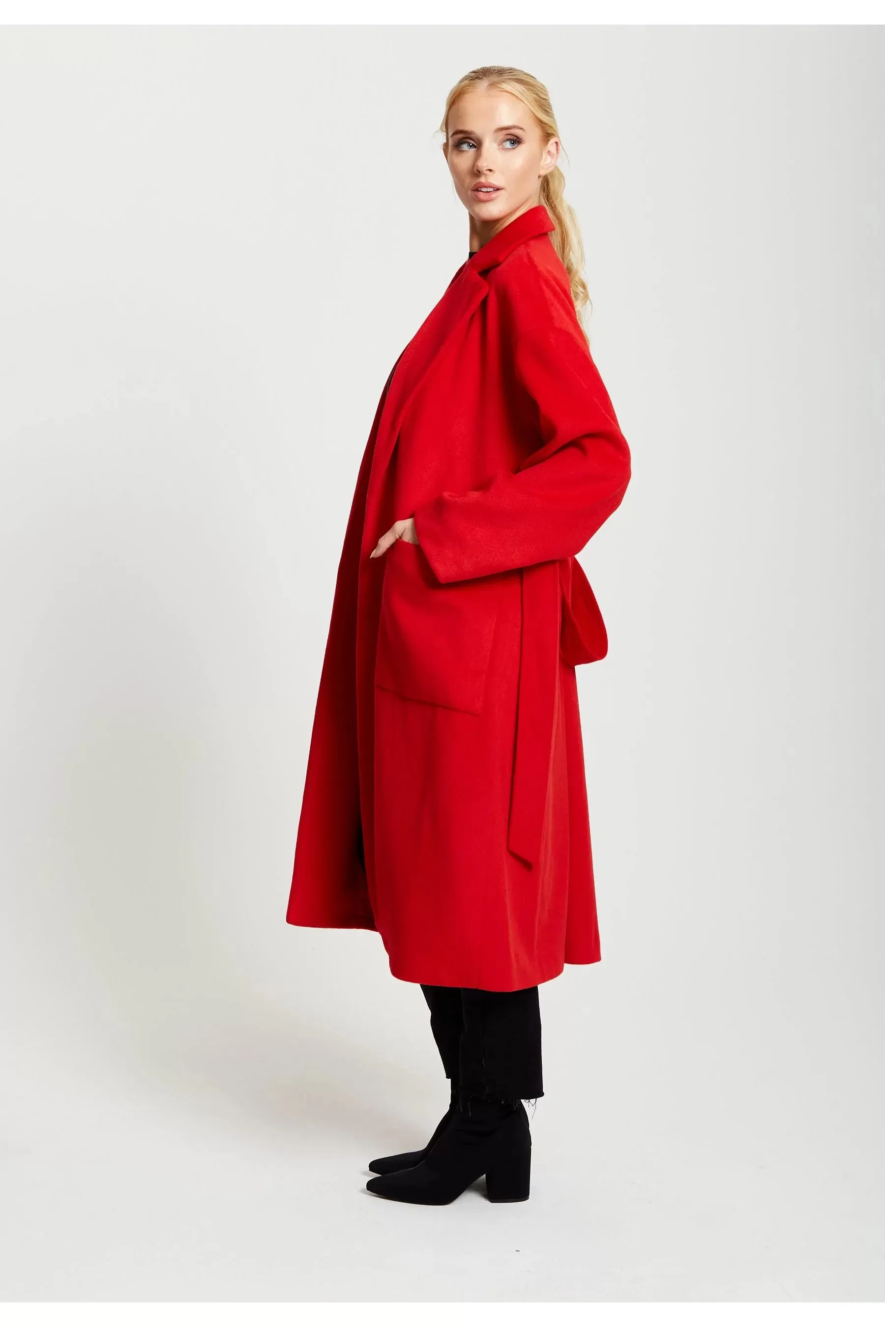 Liquorish Belted Longline Coat