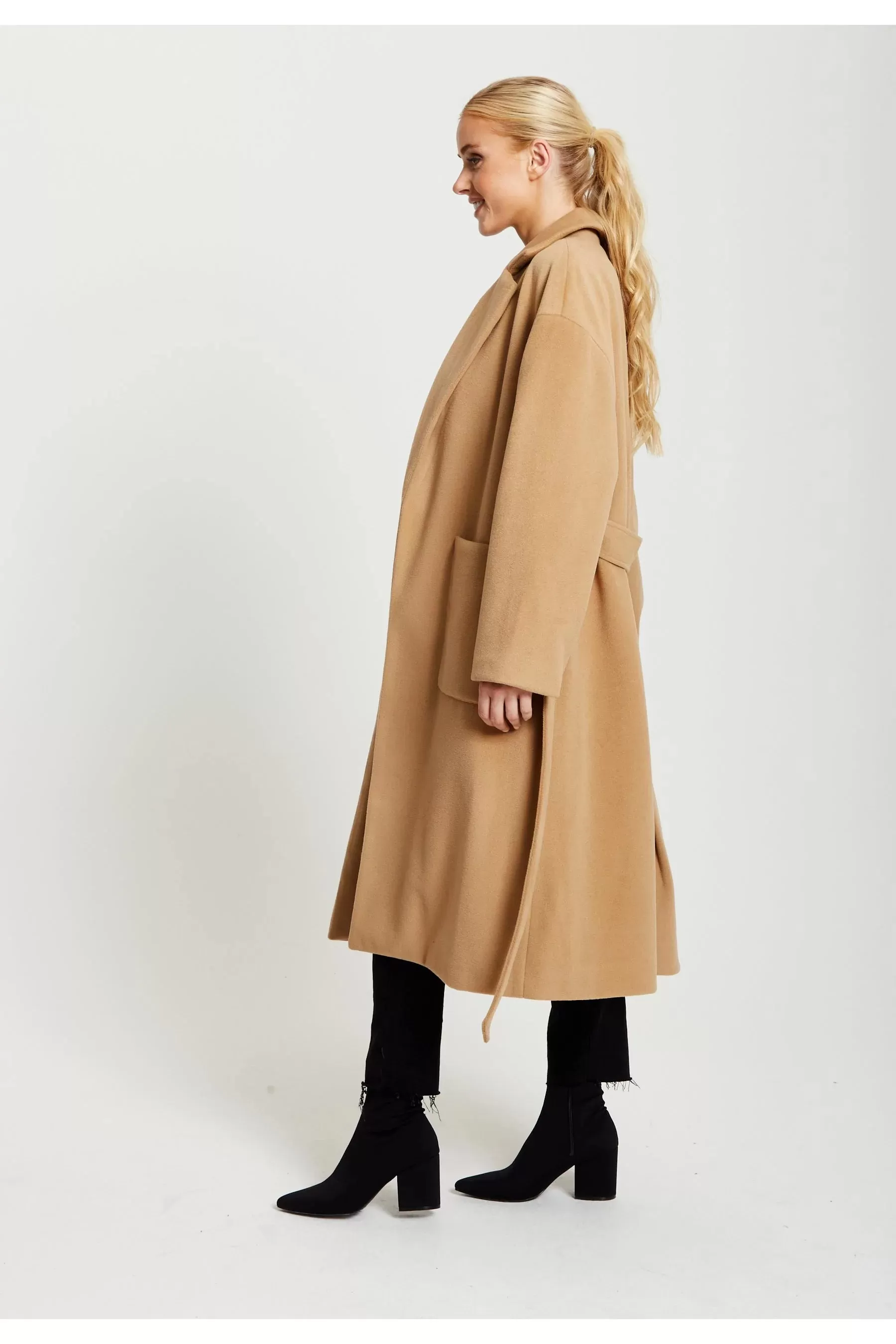 Liquorish Belted Longline Coat