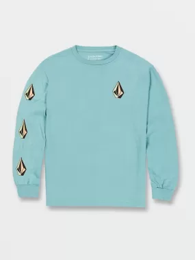 Little Boys Iconic Stone Long Sleeve Tee - Cali Blue Heather