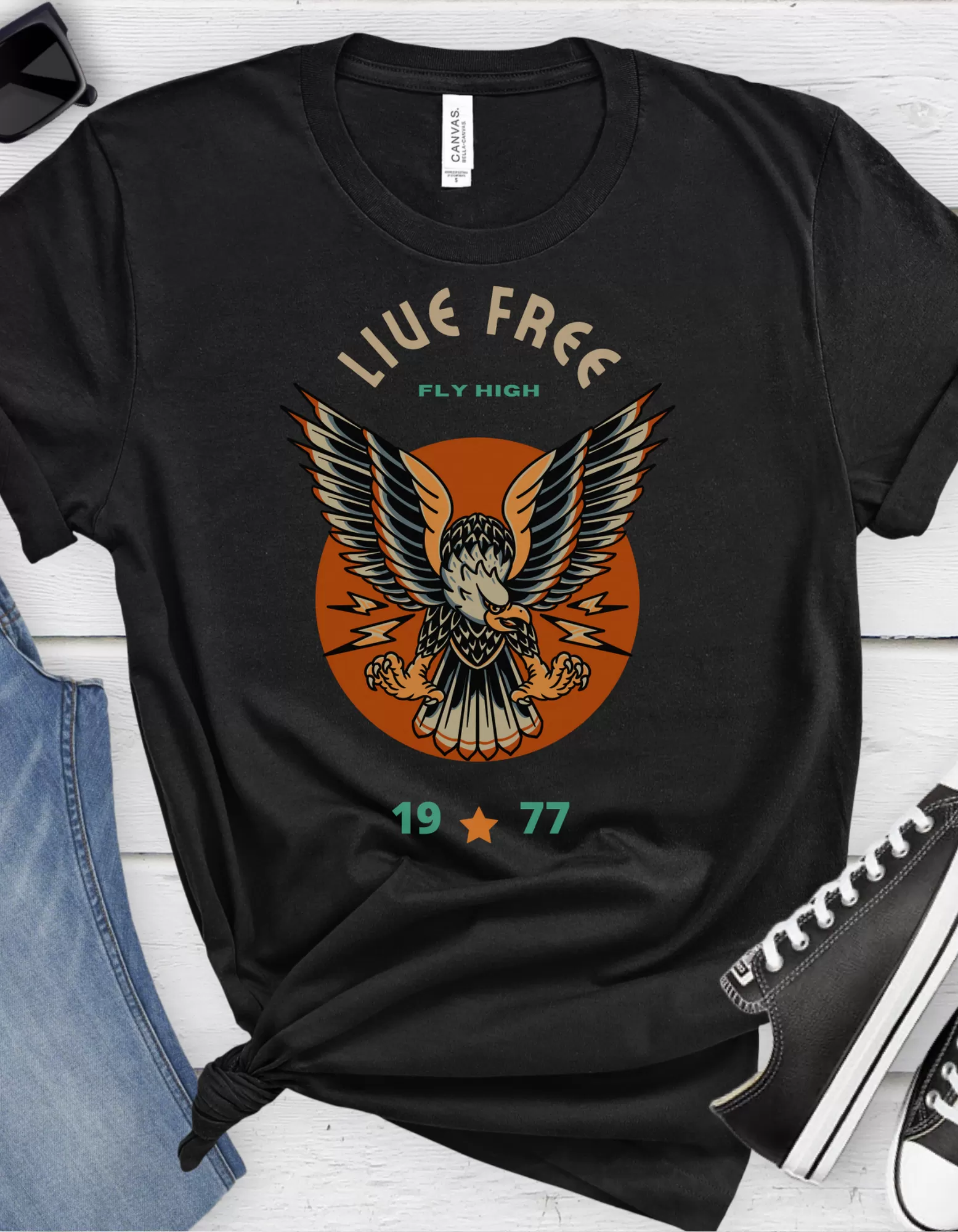 Live Free Tattoo T-shirt / Traditional Tattoo Tee Shirt / Punk Rock Clothing Tshirt Rockabilly Psychobilly Freak Goth