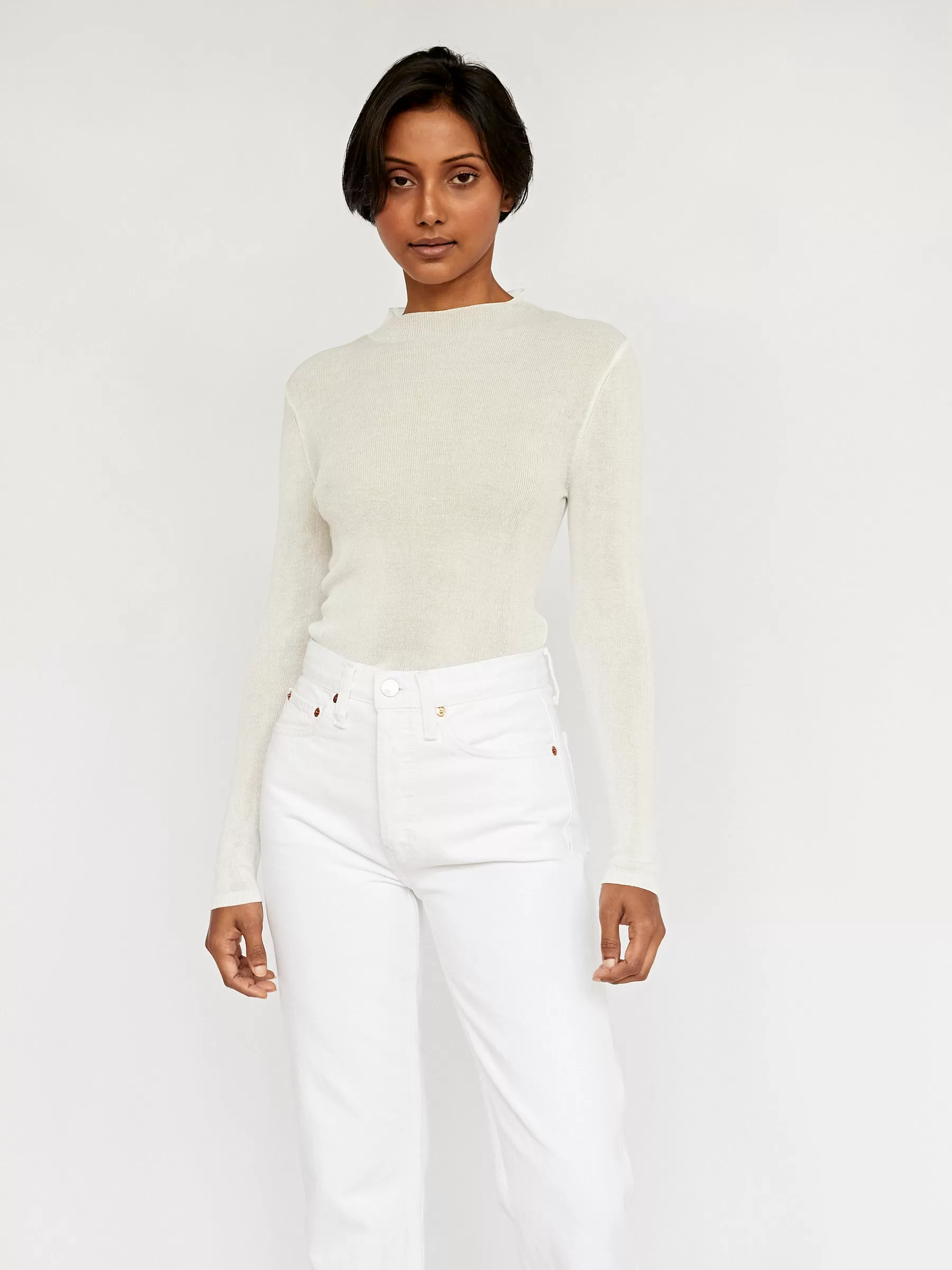 Long Sleeve High Neck Knit Top