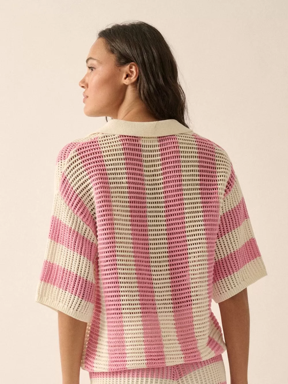 Lucy Stripe Crochet Knit Top