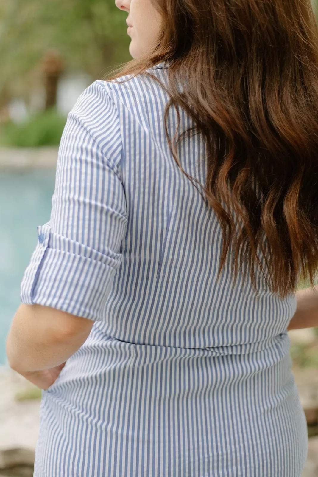 Lulu B Blue Striped Shirt Dress