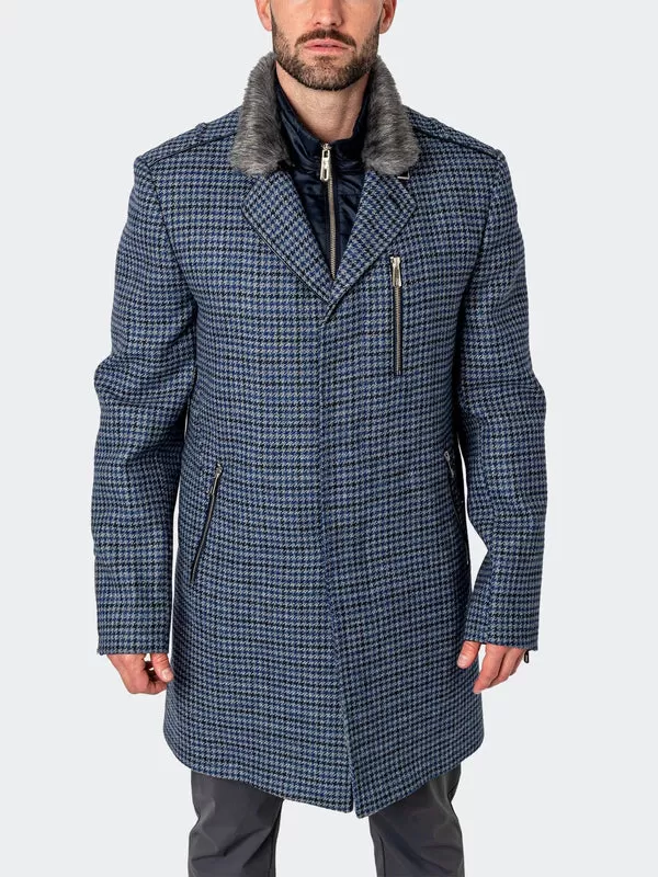 Maceoo Jacket | Peacoat HoundsTooth Blue