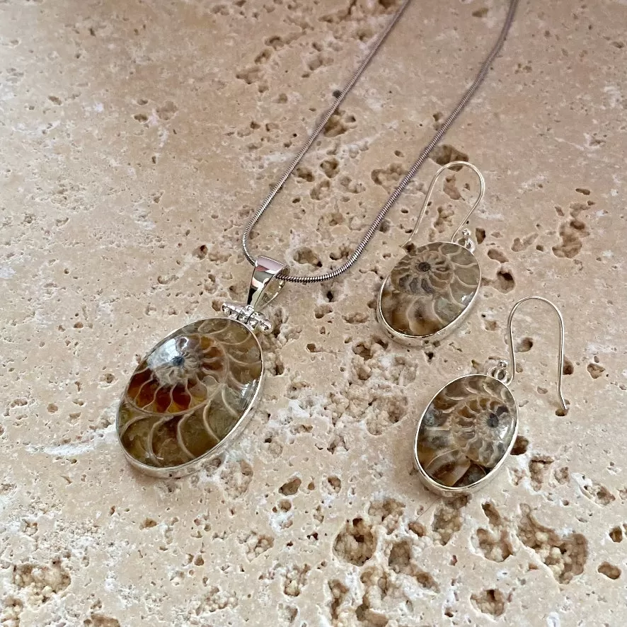 Madagascar Ammolite Grace Pendant & Earrings Set