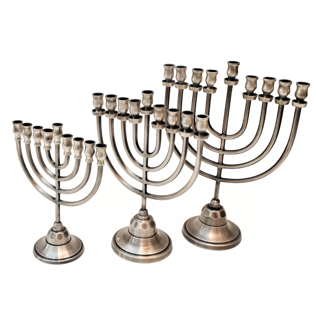 Menorah Hanukkiah Puter from Holy Land Jerusalem H/30 x W/22 cm