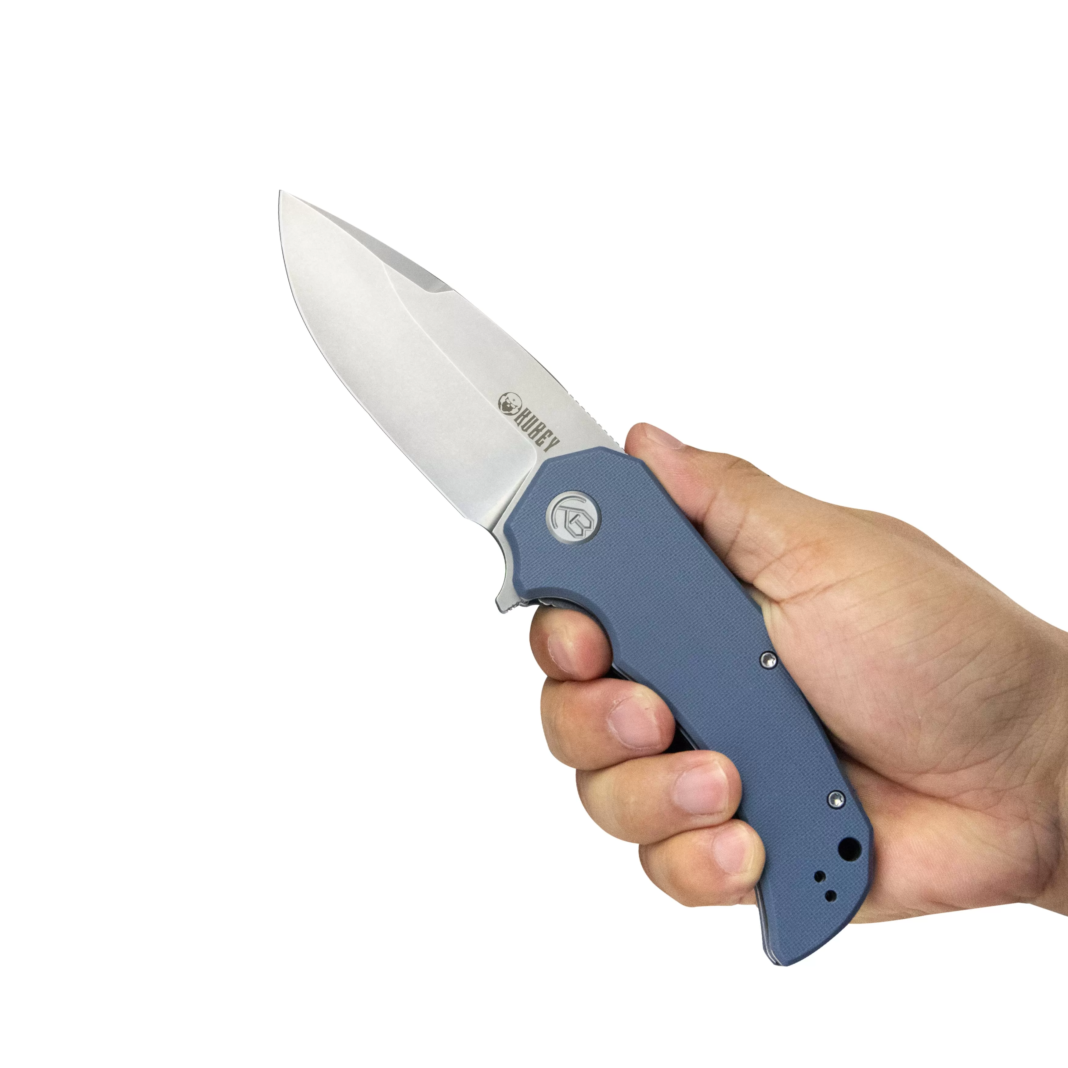 Mikkel Willumsen Design Bravo one Drop Point Outdoor Folding Camping Knife Blue G10 Handle 3.39 Beadblast AUS-10 KU319A