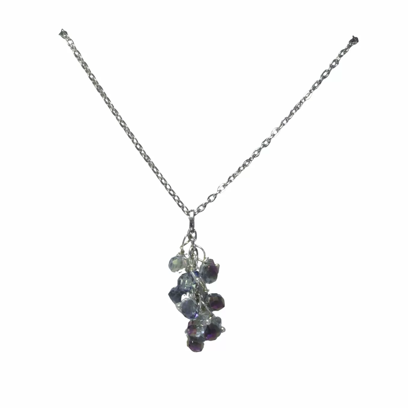 Mini Crystal Cluster Necklace Silver Chain | Adjustable | Sparkling Colors