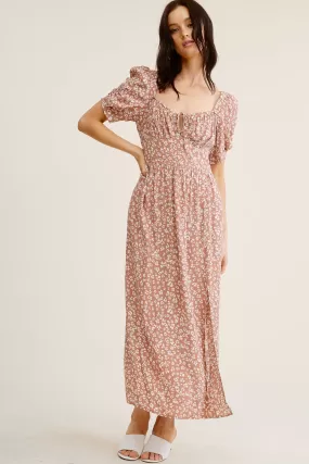 Mocha Floral Midi Dress