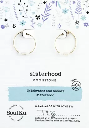 Moonstone Gold Hoop Earrings for Sisterhood