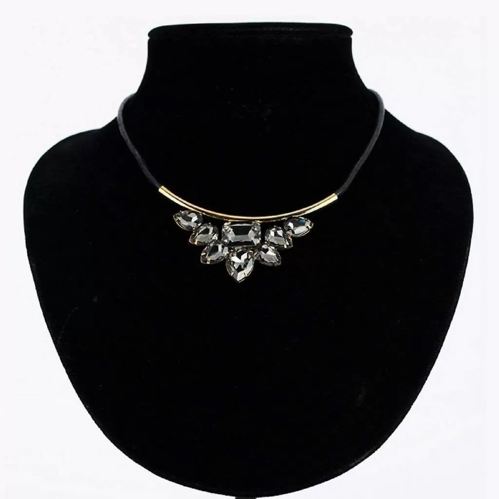 Mystic Black Stone Statement Collar Necklace