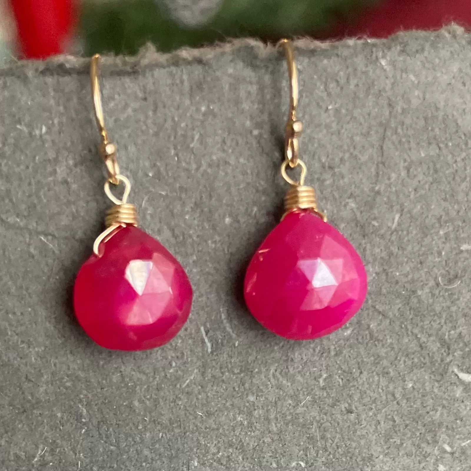 Mystic Pink Chalcedony Earrings, OOAK