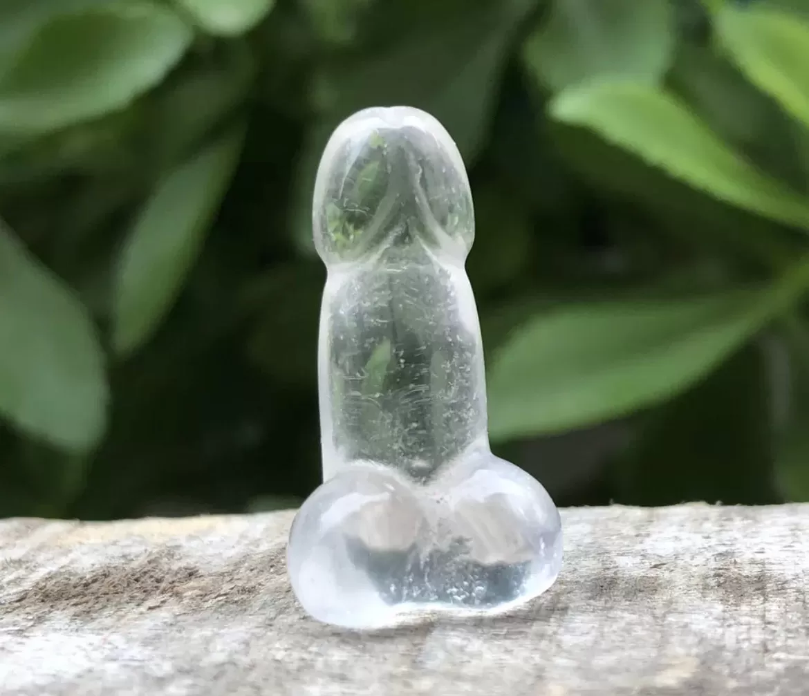 Natural Clear Quartz gemstone carved  Penis