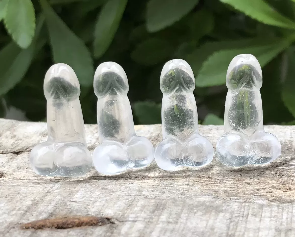 Natural Clear Quartz gemstone carved  Penis