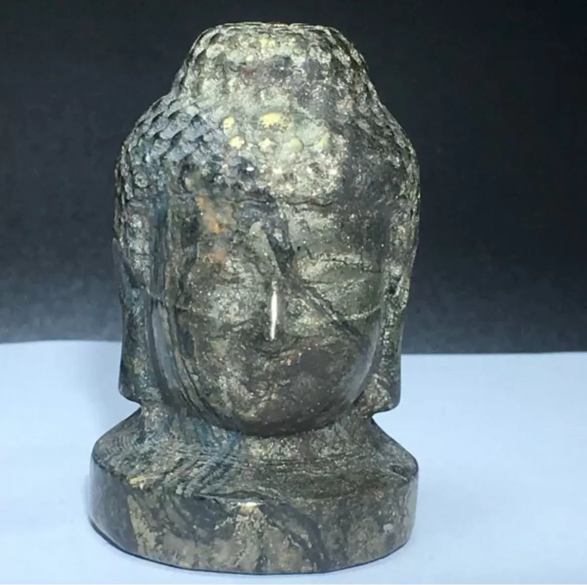 Natural Pyrite Buddha Head Figurine