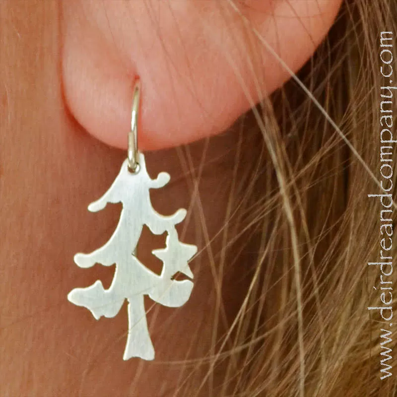 O Tannenbaum Christmas Tree Earrings in Silver