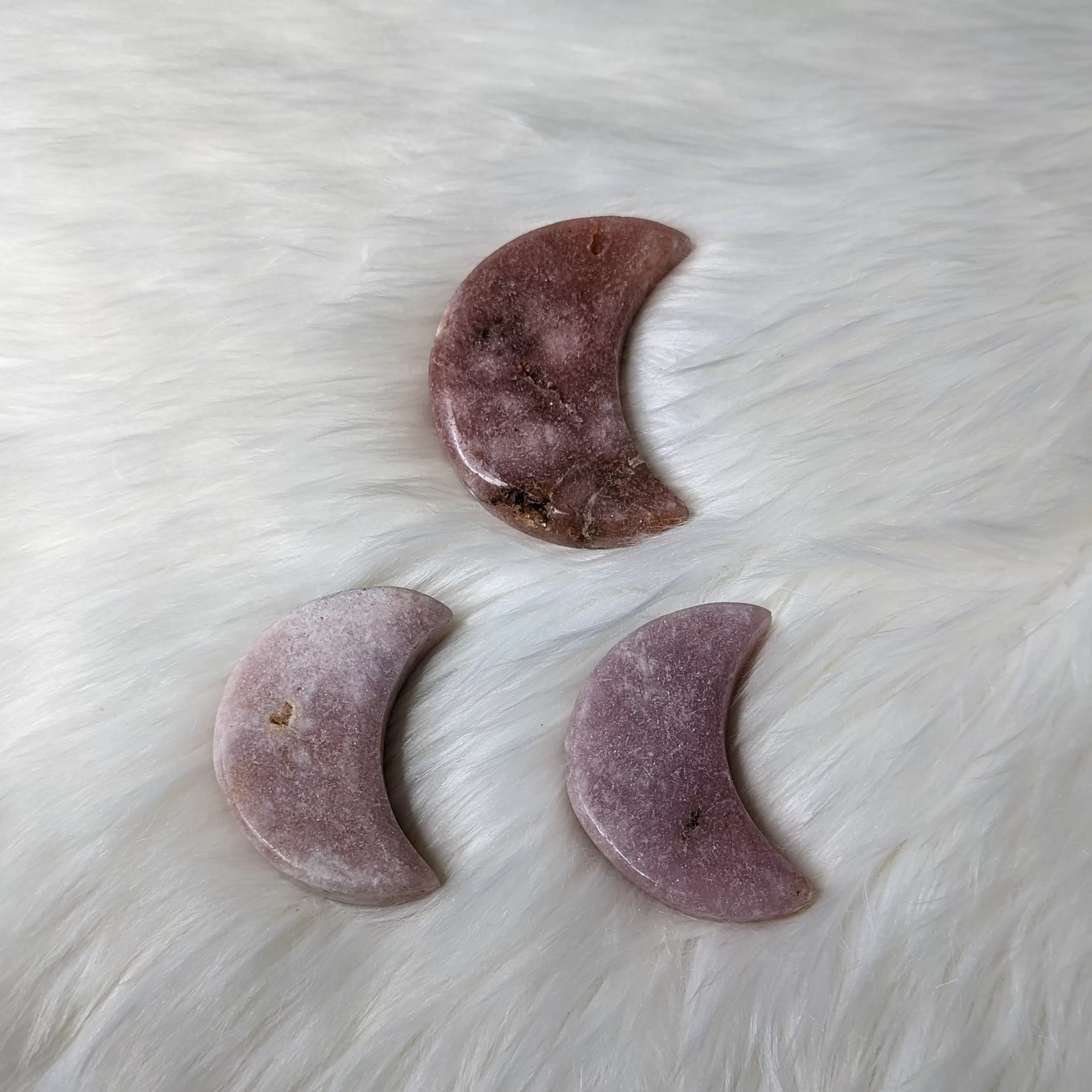 One DREAMY Pink Amethyst small Crescent Moon Carving