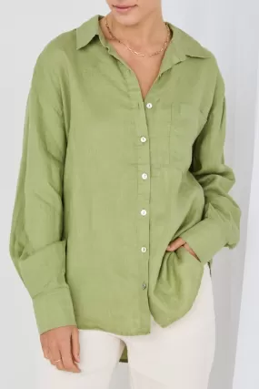 Optimum Moss Linen Oversized Shirt