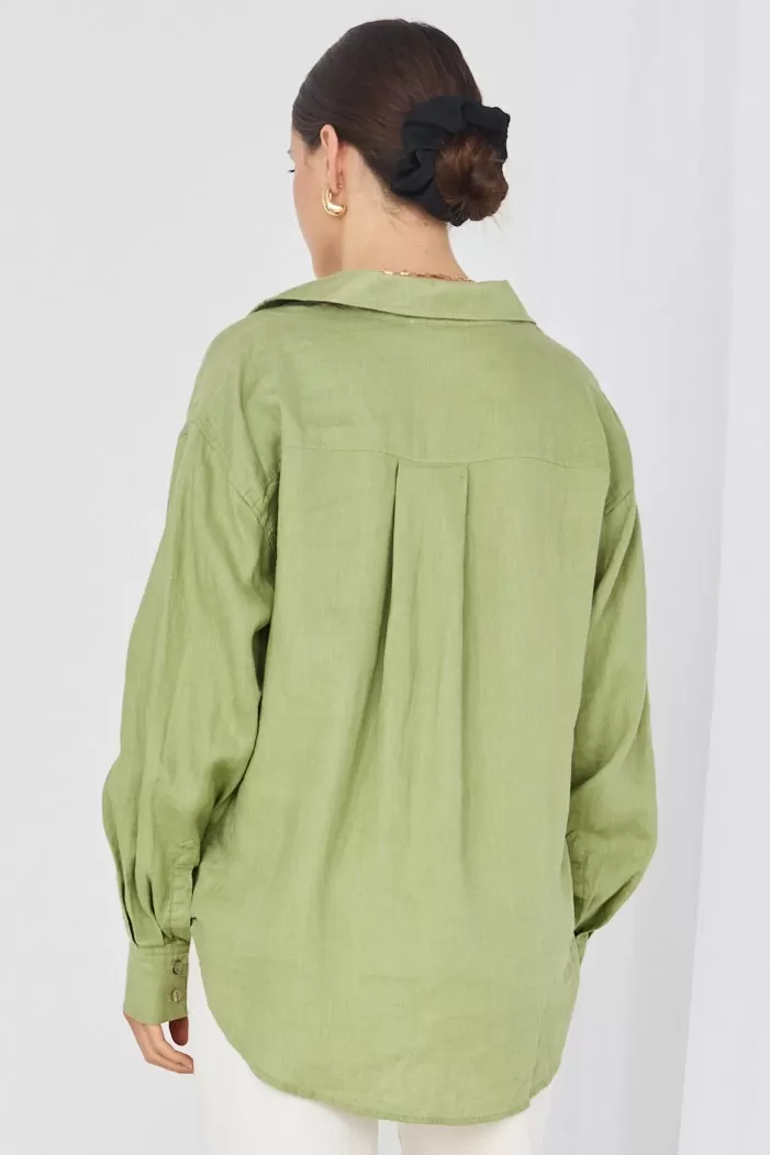 Optimum Moss Linen Oversized Shirt